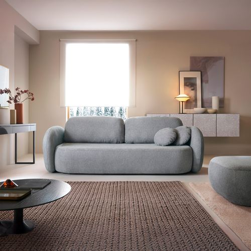 Canapé convertible 3 places OLIO tissu gris