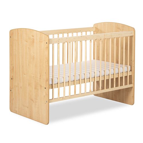 Lit Bébé K2-natur 120x60  Avec Matelas et Sommier Bois De Pin Laqué