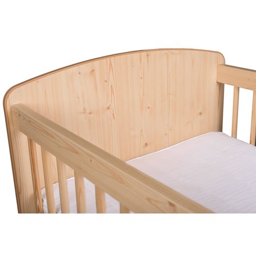 Lit Bébé K2-natur 120x60  Avec Matelas et Sommier Bois De Pin Laqué