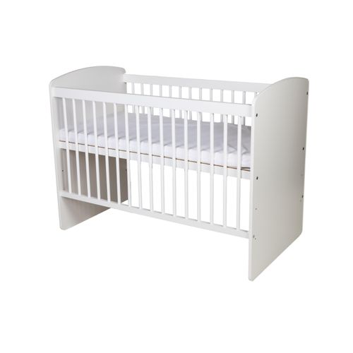 Lit Bébé K2 120x60  Avec Matelas,sommier à Lattes 3 Niveaux Réglables En Hauteur - Bois De Pin Laqué