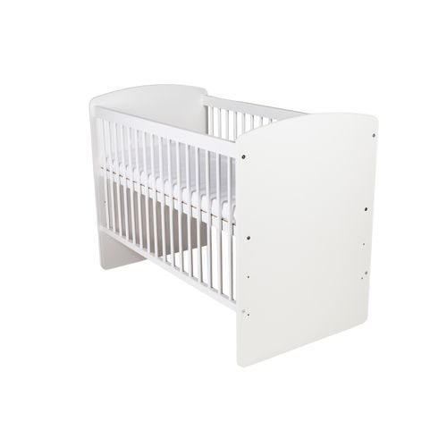 Lit Bébé K2 120x60  Avec Matelas,sommier à Lattes 3 Niveaux Réglables En Hauteur - Bois De Pin Laqué