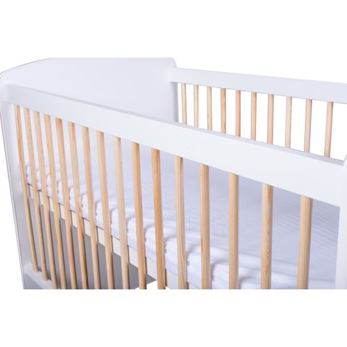 Lit Bébé K2-pin 120x60 Avec Matelas et Sommier Bois De Pin Laqué