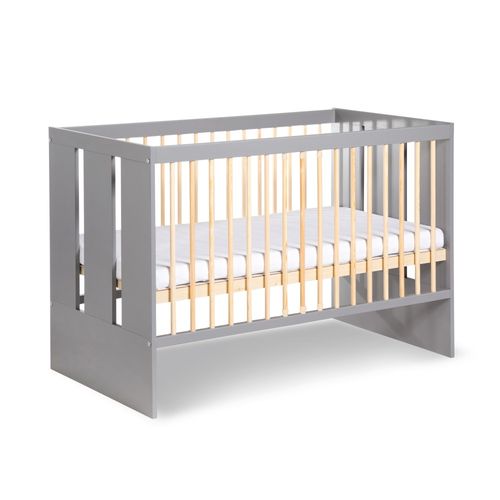 Lit Bébé Paul 120x60  Avec Matelas Et Sommier Bois De Pin Laqué
