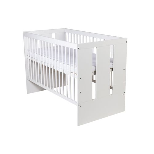 Lit Bébé Paulus 120x60  Avec Matelas et Sommier Bois De Pin Laqué