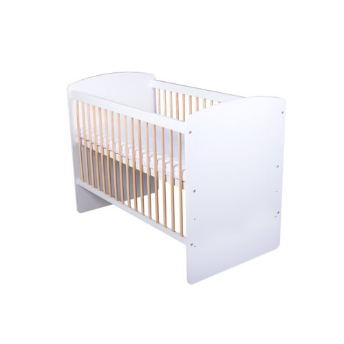 Lit Bébé K2-pin 120x60  Avec Sommier à Lattes 3 Niveaux Réglables En Hauteur - Bois De Pin Laqué