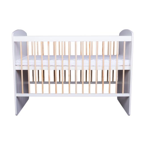 Lit Bébé K2-pin 120x60  Avec Sommier à Lattes 3 Niveaux Réglables En Hauteur - Bois De Pin Laqué