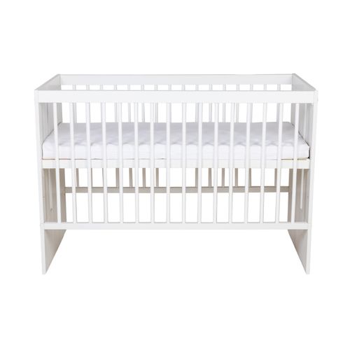 Lit Bébé Paulus 60x120 Cm - Avec Sommier à Lattes 3 Niveaux Réglables En Hauteur - Bois De Pin Laqué