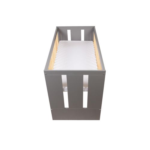 Lit Bébé Paul 60x120 Cm - Avec Sommier à Lattes 3 Niveaux Réglables En Hauteur - Bois De Pin Laqué