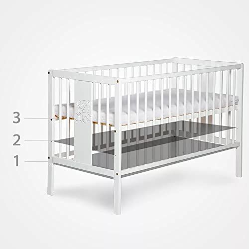 K2 Lit Bébé 120 X 60 Cm Avec Matelas Blanc Avec Couronne Dorée