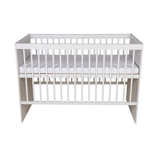 Tany Lit Bébé 120 X 60 Cm Avec Matelas Blanc Avec Couronne Dorée