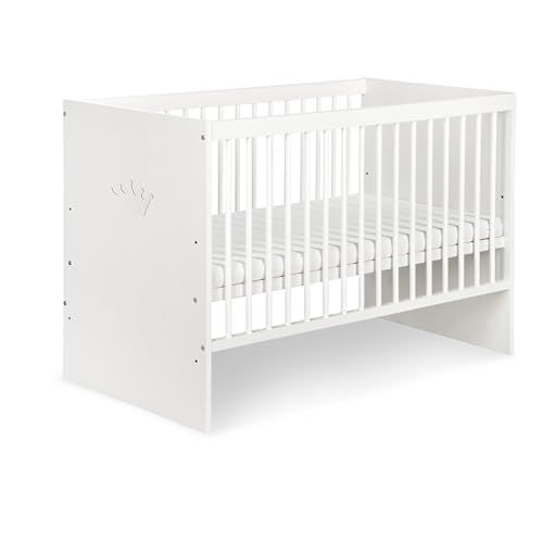 Tany Lit Bébé 120 X 60 Cm Avec Matelas Blanc Avec Couronne - Blanc