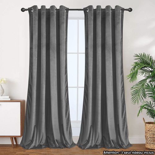 Rideau à Oeillets En Velours Occultant Gris Anthracite 140x250 Cm