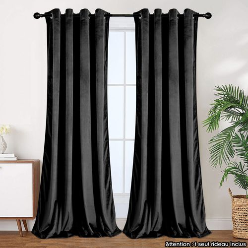 Rideau à Oeillets En Velours Occultant Noir 140x250 Cm