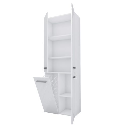 Meuble Salle De Bain, Blanc Mat, Blanc Brillant, 30 X 174 X 60 Cm