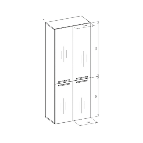 Meuble Salle De Bain, Blanc Mat, 30 X 174 X 60 Cm