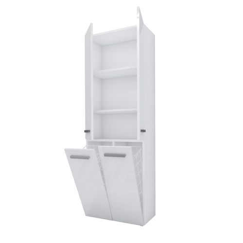 Meuble Salle De Bain, Blanc Mat, Blanc Brillant, 30 X 174 X 60 Cm