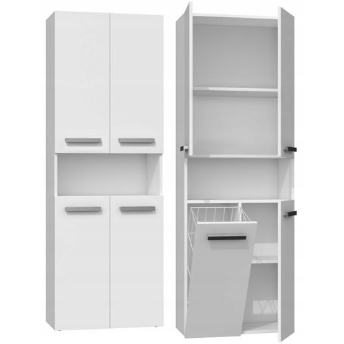 Meuble Salle De Bain, 174 X 30 X 60 Cm, Blanc Mat