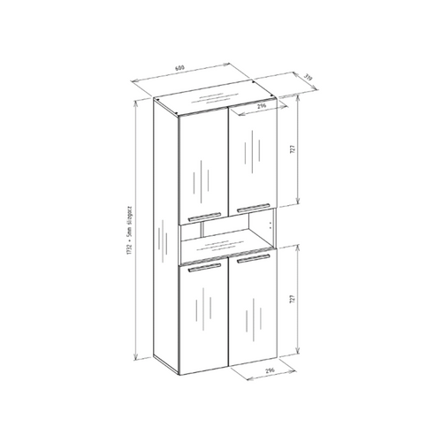 Meuble Salle De Bain, Blanc Mat, 30 X 174 X 60 Cm