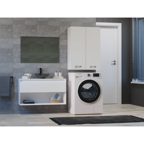 Armoire De Salle De Bain Pour Machine à Laver, 30 X 64 X 90 Cm, Blanc Mat