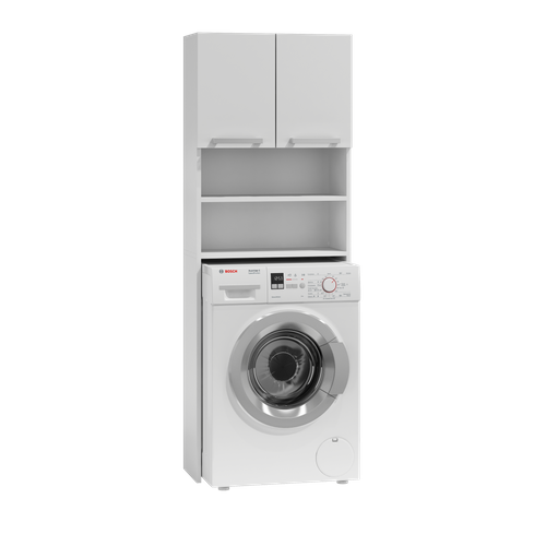 Armoire De Salle De Bain Pour Machine à Laver, 30 X 64 X 180 Cm, Blanc Mat