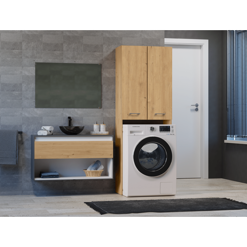 Armoire De Salle De Bain Pour Machine à Laver, 30 X 64 X 180 Cm, Chêne Artisanal