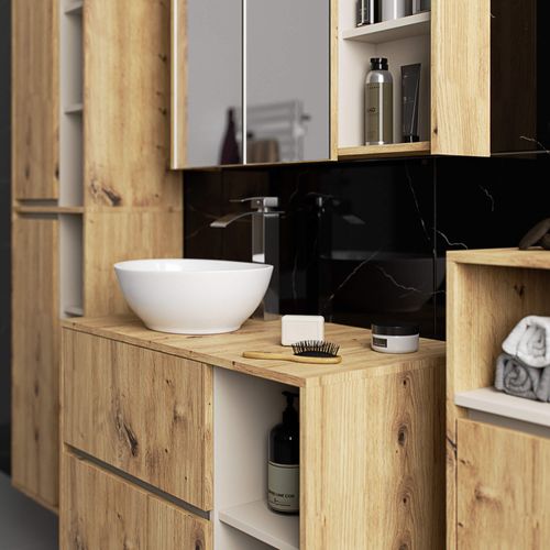 Meuble De Salle De Bain, Chêne Artisanal/cachemire, 35 X 80 X 30 Cm