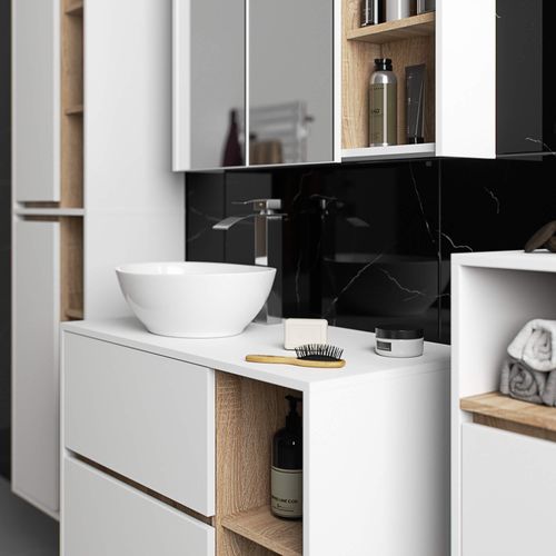 Meuble De Salle De Bain, Blanc/chêne Sonoma, 50 X 170 X 30 Cm