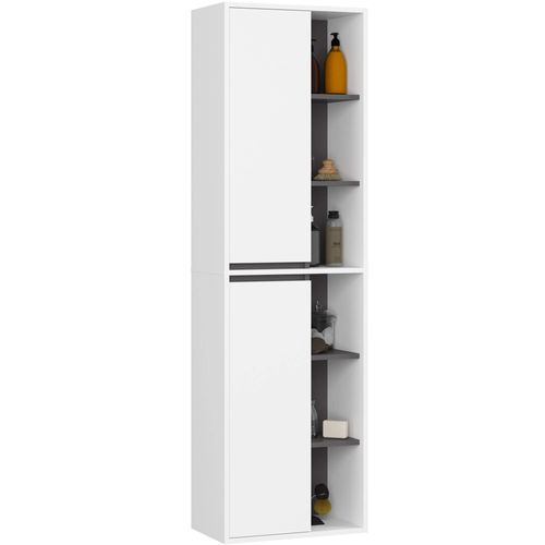 Meuble De Salle De Bain, Blanc/gris Graphite, 50 X 170 X 30 Cm