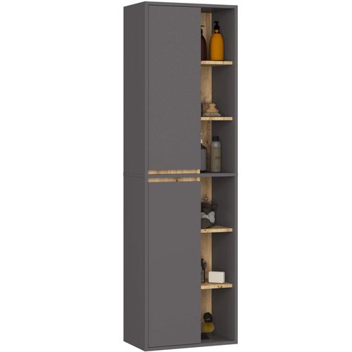 Meuble De Salle De Bain, Gris Graphite/chêne Artisanal, 50 X 170 X 30 Cm