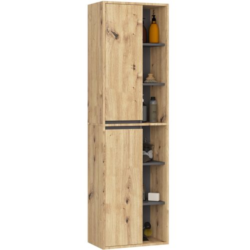 Meuble De Salle De Bain, Chêne Artisanal/gris Graphite, 50 X 170 X 30 Cm