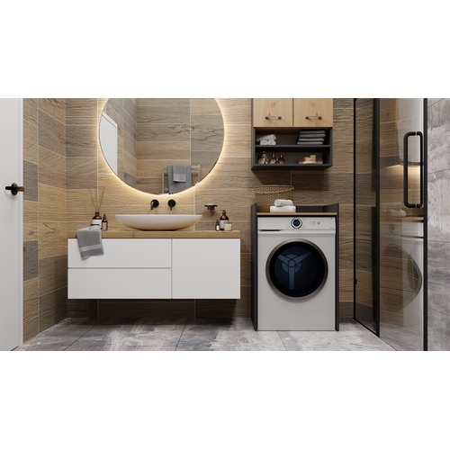 Armoire Pour Machine à Laver, Anthracite / Chêne Artisan, 64 X 97,5 X 50 Cm