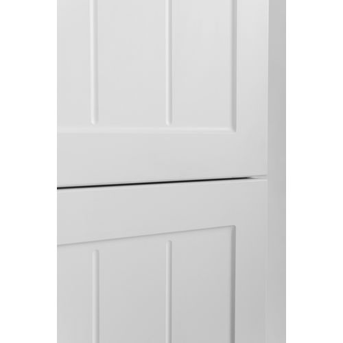 Meuble De Salle De Bain De Style Classique, Blanc, 35 X 136 X 27 Cm, Poignée Noire