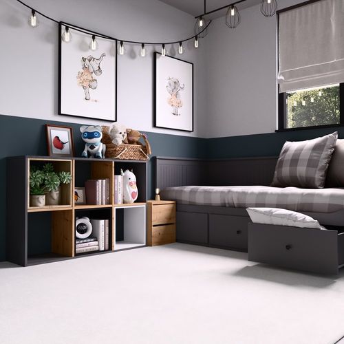 Bibliothèque Meuble De Rangement, 110 X 75 X 30 Cm, Couleur: Anthracite/chêne Artisan