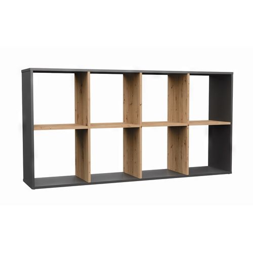 Bibliothèque Meuble De Rangement, 147 X 75 X 30 Cm, Couleur: Anthracite/chêne Artisan