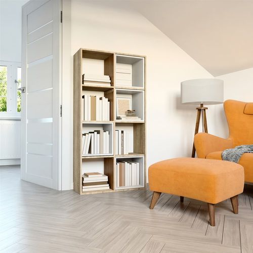 Bibliothèque Meuble De Rangement, 147 X 75 X 30 Cm, Couleur: Chêne Sonoma