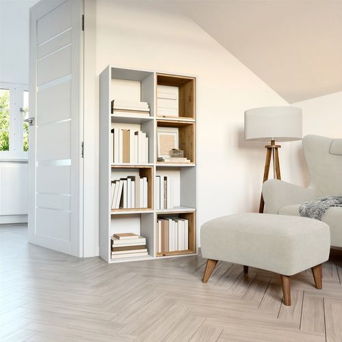 Bibliothèque Meuble De Rangement, 147 X 75 X 30 Cm, Couleur: Blanc