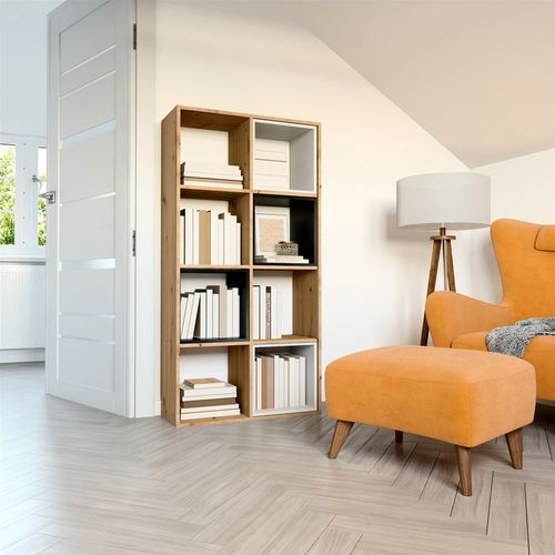 Bibliothèque Meuble De Rangement, 147 X 75 X 30 Cm, Couleur: Chêne Artisan