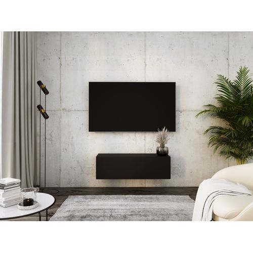 Meuble TV Suspendu, 100 X 34 X 32 Cm, Noir Mat