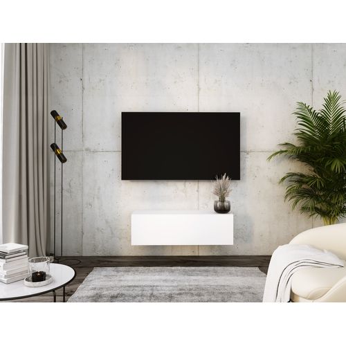 Meuble TV Suspendu, 100 X 34 X 32 Cm, Blanc Mat