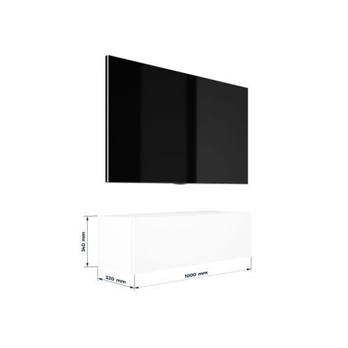 Meuble TV Suspendu, 100 X 34 X 32 Cm, Blanc Mat