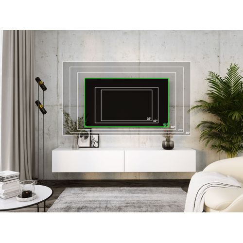 Meuble TV Suspendu, (2 X 100) X 34 X 32 Cm, Blanc Mat