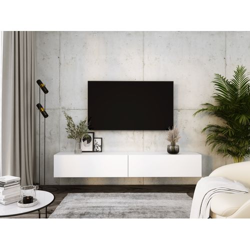 Meuble TV Suspendu, (2 X 100) X 34 X 32 Cm, Blanc Mat