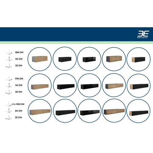 Meuble TV Suspendu, (2 X 100) X 34 X 32 Cm, Blanc Mat