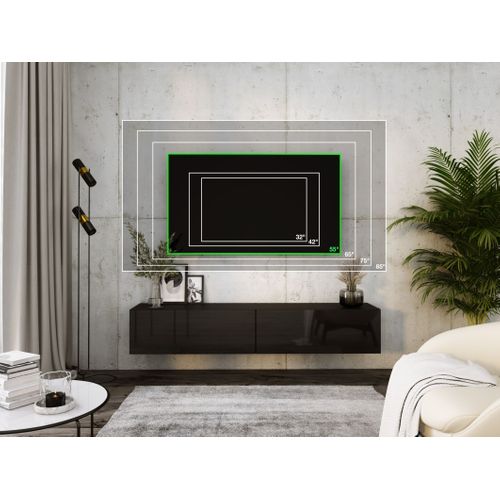 Meuble TV Suspendu, 170 X 34 X 32 Cm, Noir Mat / Noir Brillant