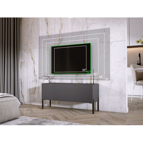 Meuble TV Anthracite, Pieds Noir, 100 X 52 X 32 Cm