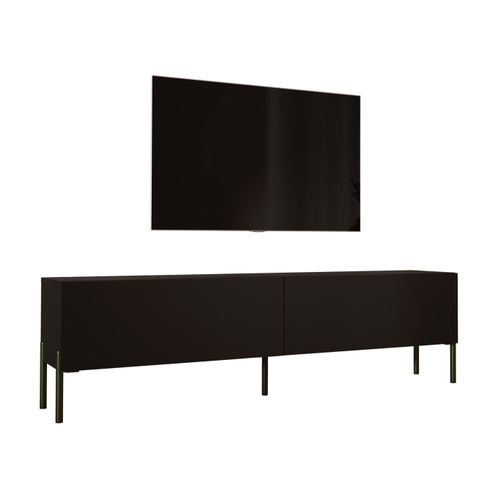Meuble TV : Noir Mat, Pieds Noir, 170 X 52 X 32 Cm