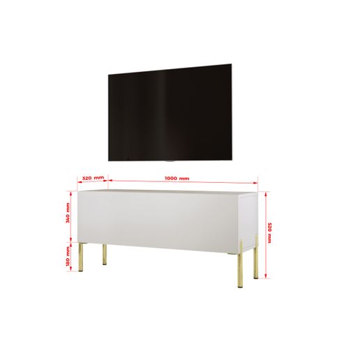 Meuble TV : Cachemire, Pieds Or, 100 X 52 X 32 Cm