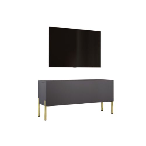 Meuble TV Anthracite, Pieds Or, 100 X 52 X 32 Cm
