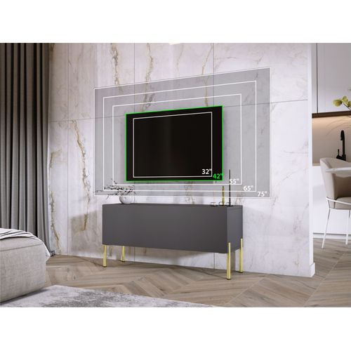 Meuble TV Anthracite, Pieds Or, 100 X 52 X 32 Cm