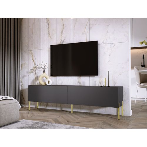 Meuble TV : Anthracite, Pieds Or, 170 X 52 X 32 Cm